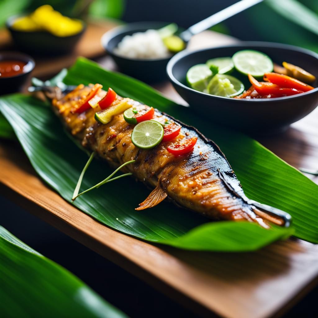 Fish BBQ in Banana Leaf - AI Generated Artwork - NightCafe Creator