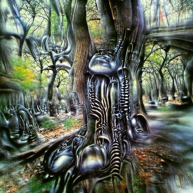 H.R. Giger psychedelic forest