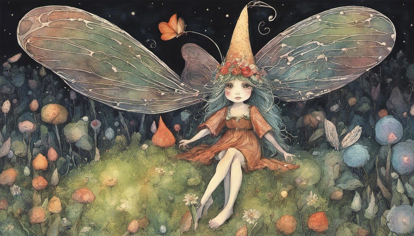 At night, not fright, Wonder's round.
O'er trees & flowers, ...