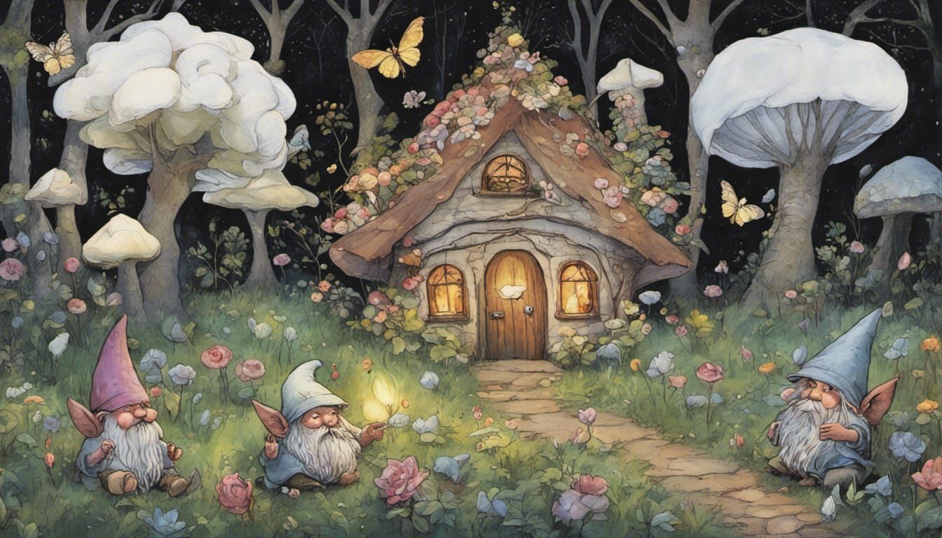 At night, not fright, Wonder's round.
O'er trees & flowers, ...