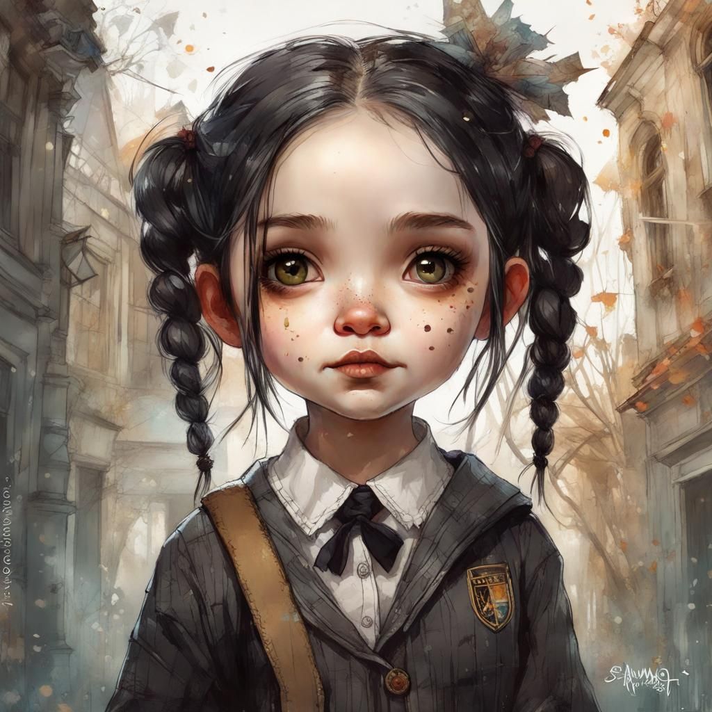 Wednesday Adams School Years - AI Generated Artwork - NightCafe Creator