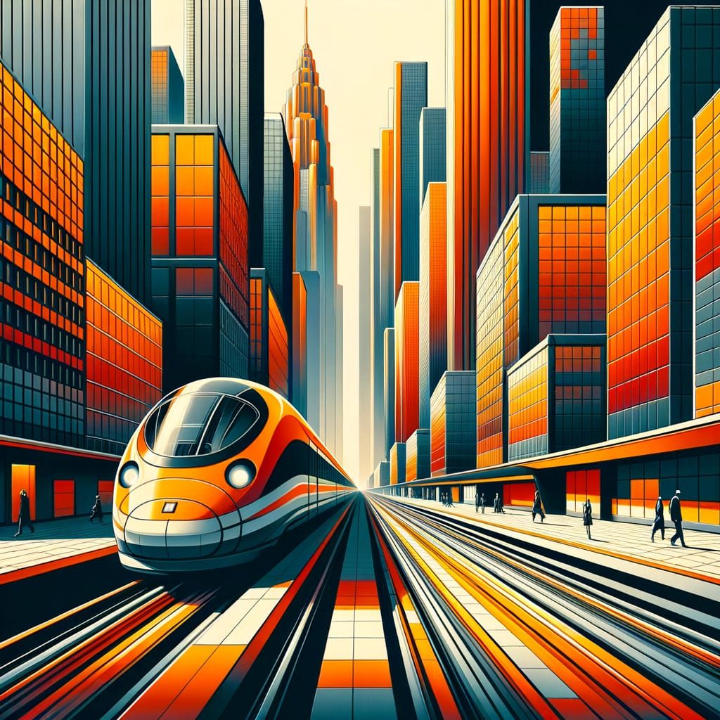 Trains Moving Through The CIty