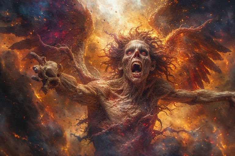 Evil doer corrupted Fallen angel Lucifer/Satan looking direc...