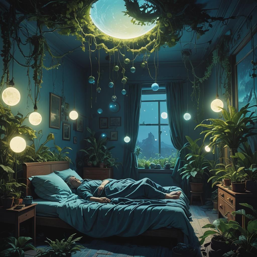 Mystical Moonlit Room: Fantasy Concept Art