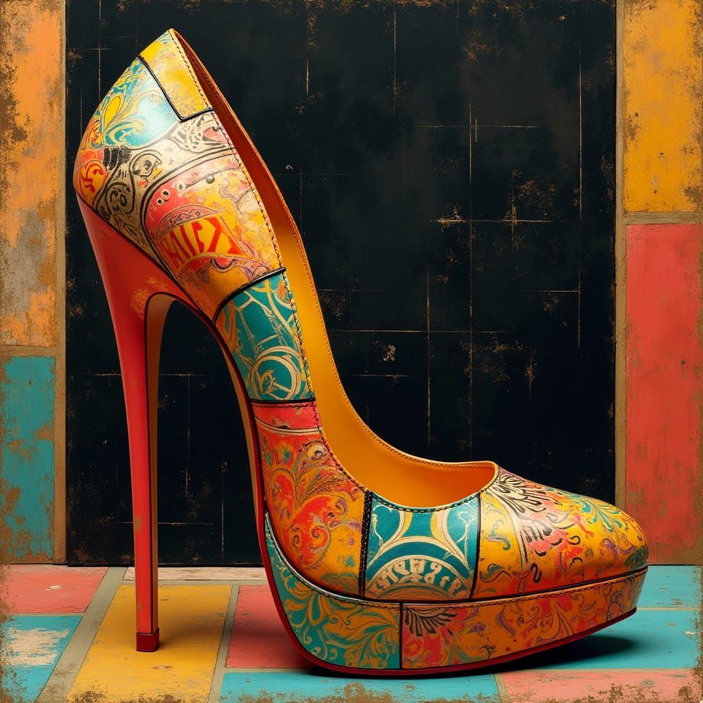 Luxury Fashion Shoe in Bold Art Deco Cubist Style
