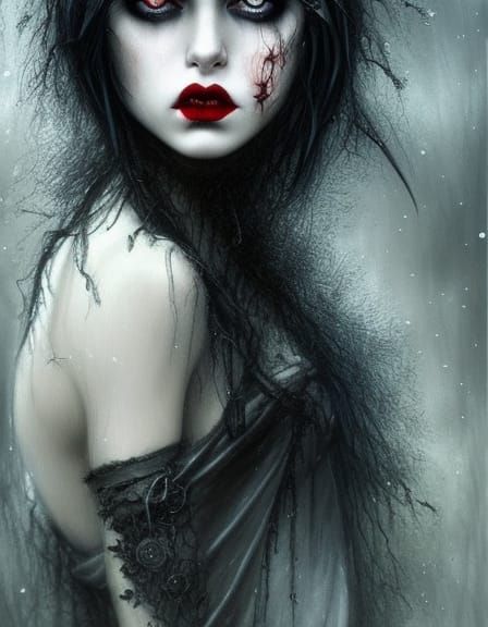 Gothic Zombie Snow Beauty in Dark Fantasy Style
