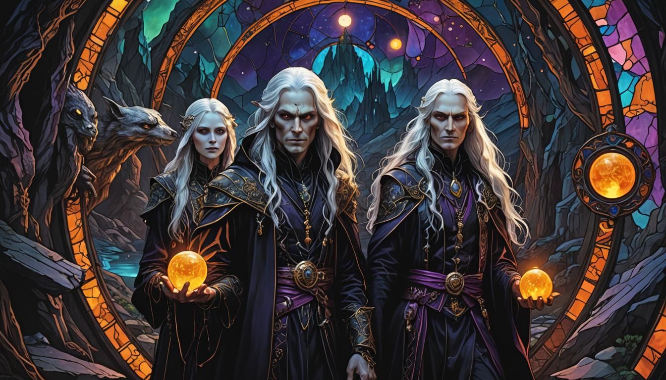 Twins Caramon Majere and Raistlin the mage and their half-sister ...