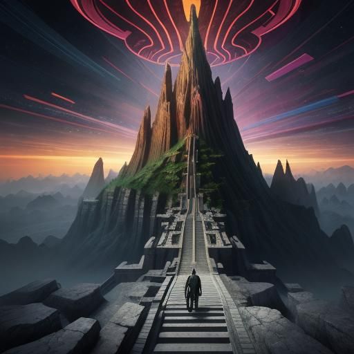 Cosmic Intersection: Surreal Landscape Inspired by Escher an...