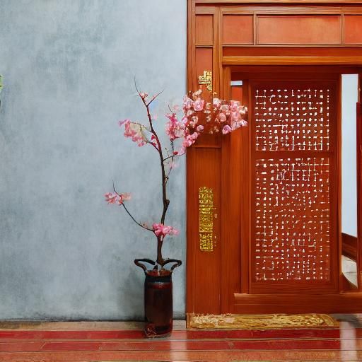 Surreal Chinese Interior with Melting Screen