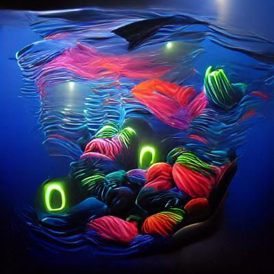 glowing neon coral in the deep abyss