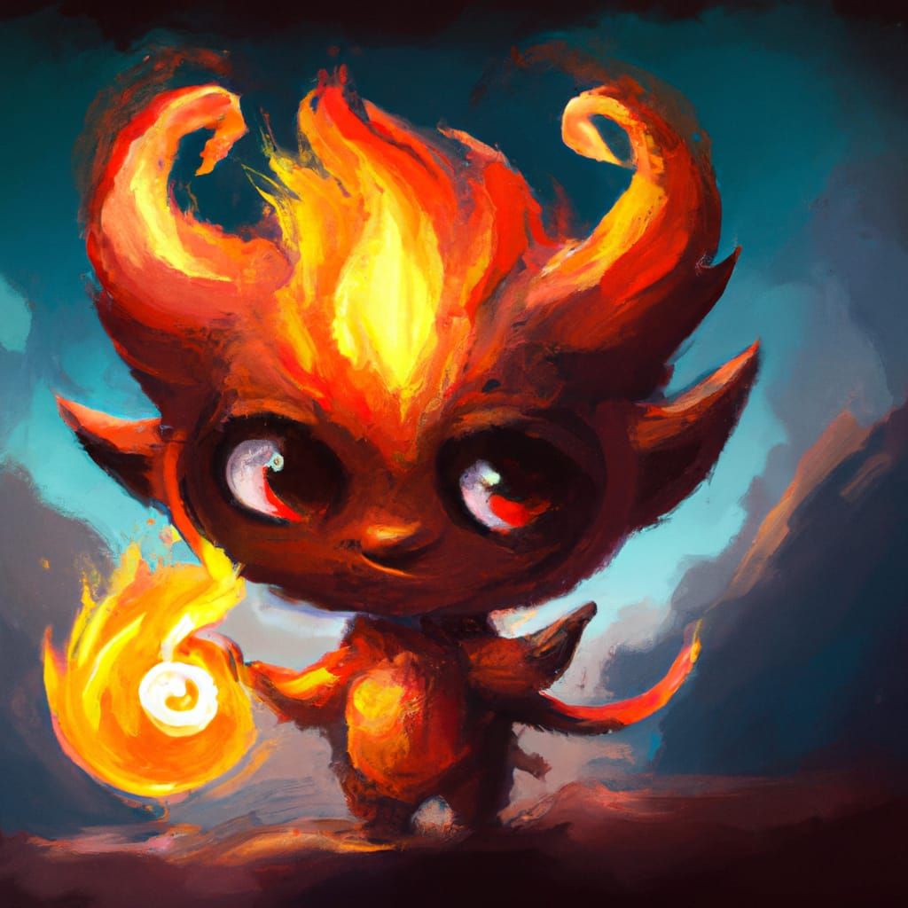 Cute lil fire demon - AI Generated Artwork - NightCafe Creator