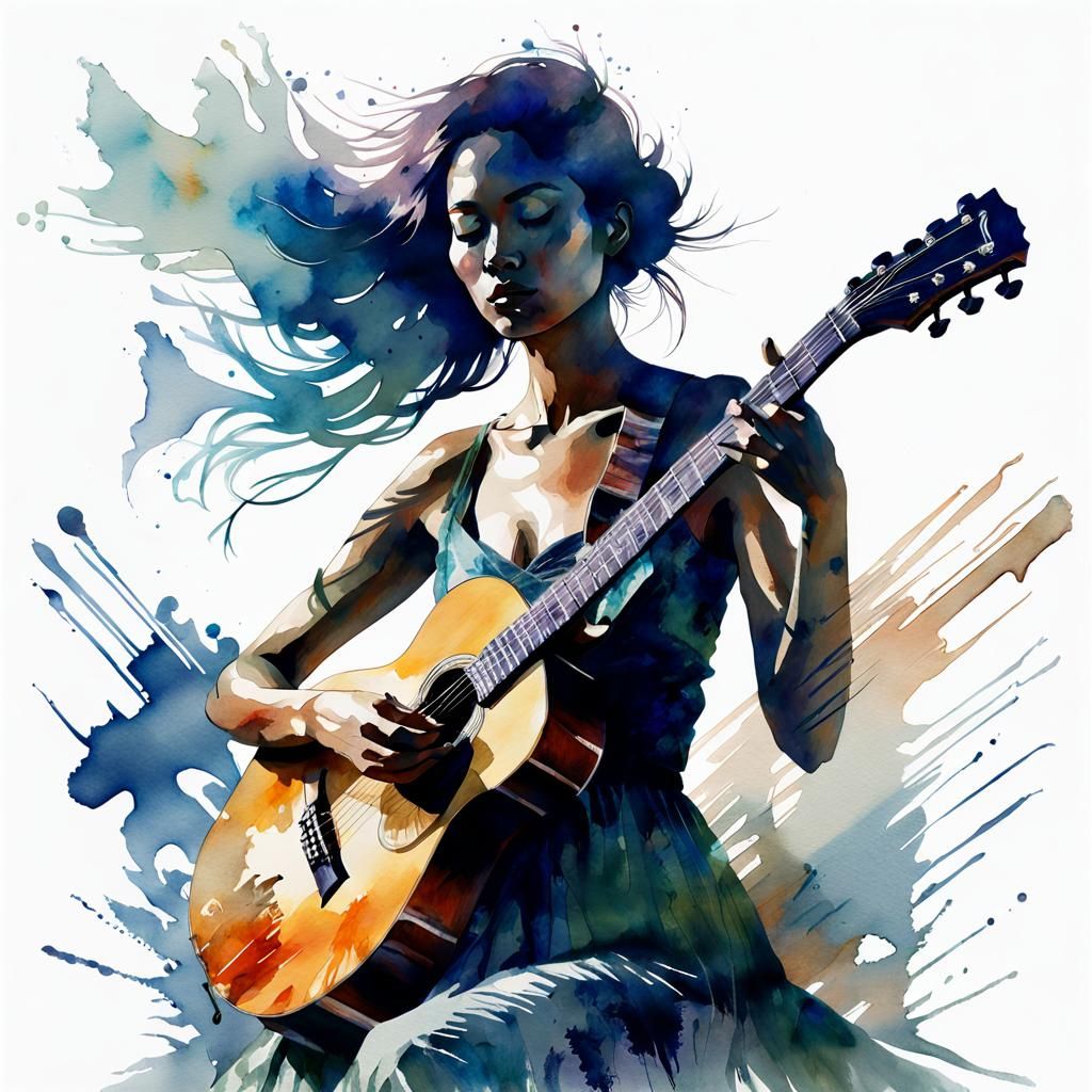 Playing Guitar - AI Generated Artwork - NightCafe Creator