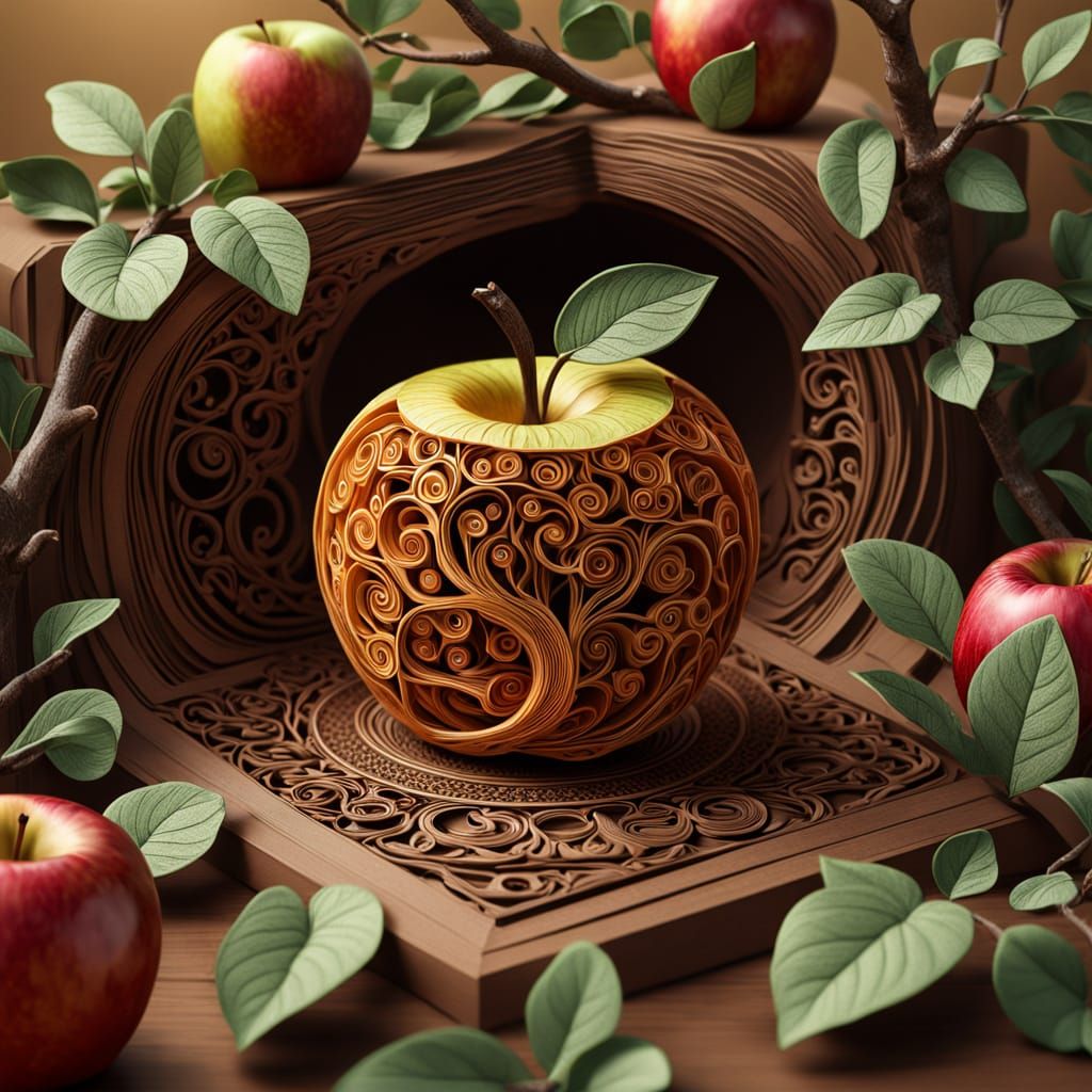 Golden Apple Masterpiece in Photorealistic Digital Art