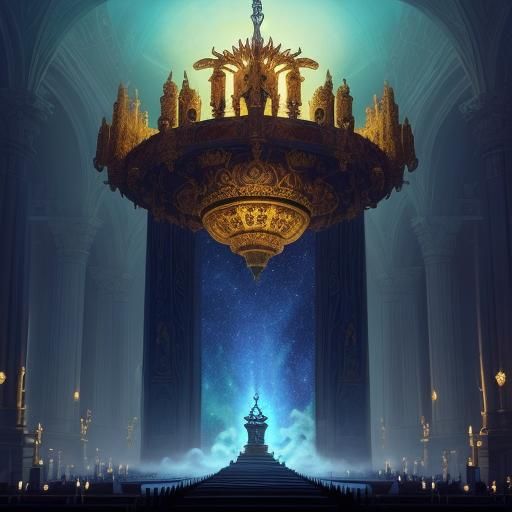 Mystical Synagogue Interior Inspired by Marc Chagall