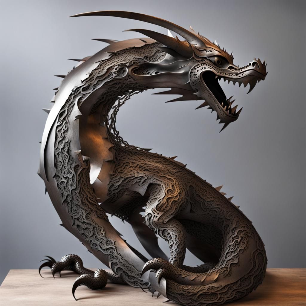 Metal Sculpture of a dragon