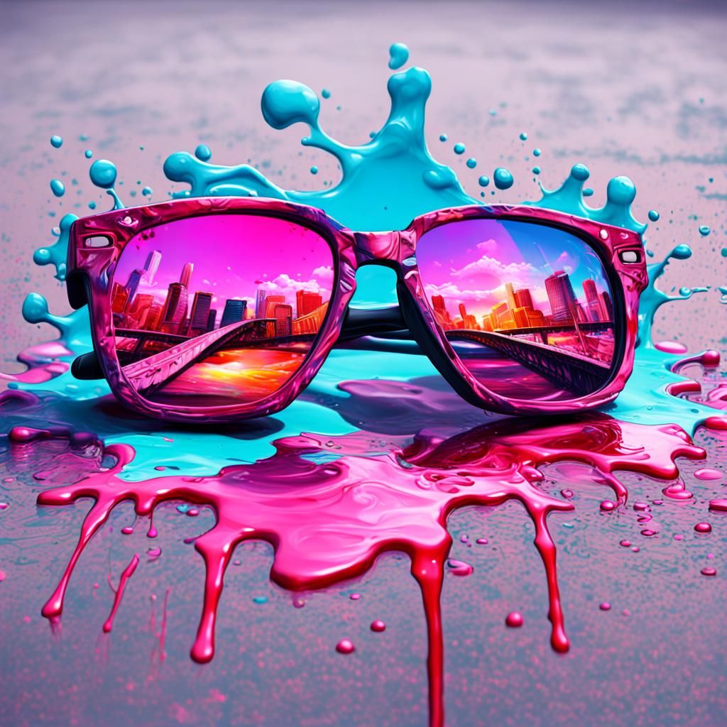 Rose tinted glasses graffiti art, splash art, street art, sp...