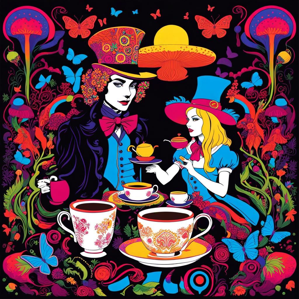 Blacklight  poster of Alice and   The Mad Hatter in Wonderla...