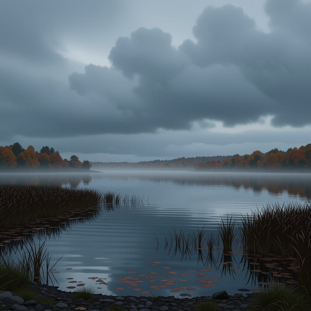 "See the lake autumn gray
and the reeds autumn dark
and the sky shore
a wind-heavy cloud"