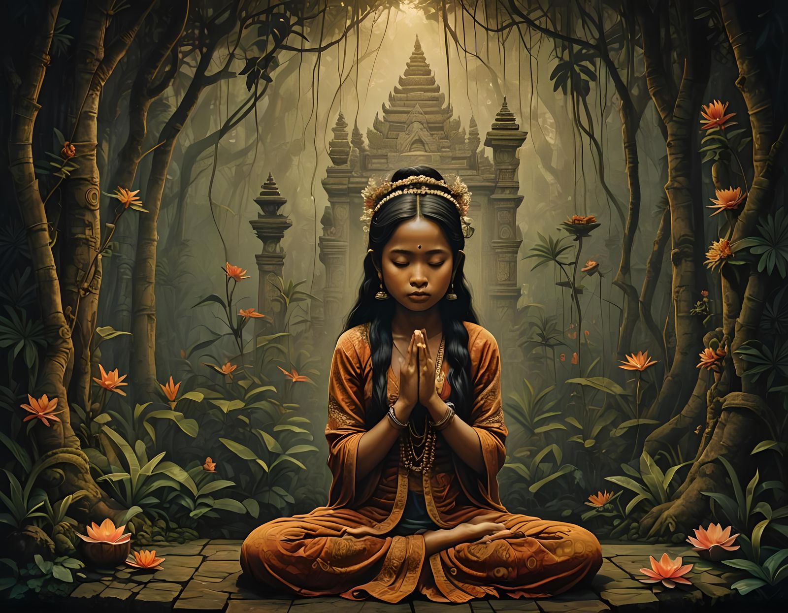 Balinese girl praying  by @Wolfstone Rune