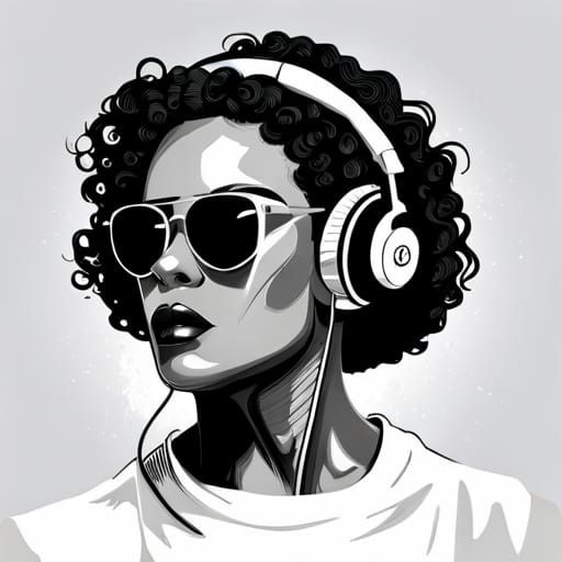 "sketch an artistically  image of a majestic  curly hair mel...