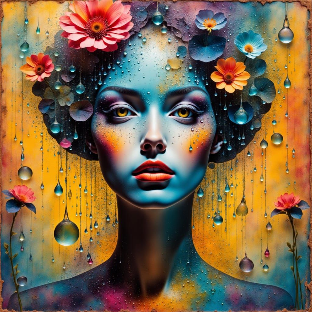 <lora:Luminous Xray Flux:1.0> A 3d impasto mixed media chalk drawing of an abstract character, in the style of Joan Miró, colorful, gritty, ...