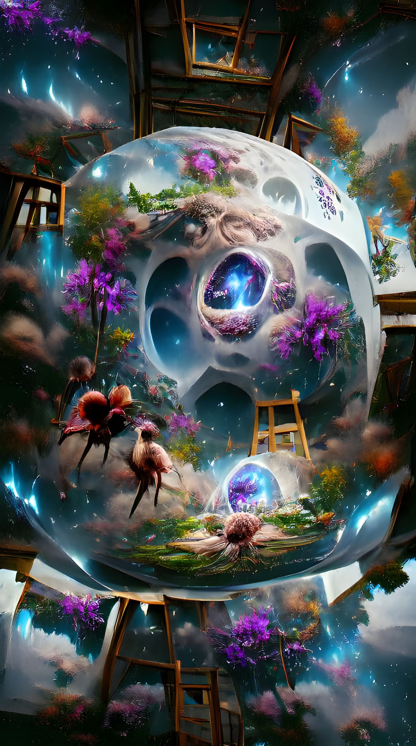 Cosmic Flower Portal to Paradise: A Digital Painting