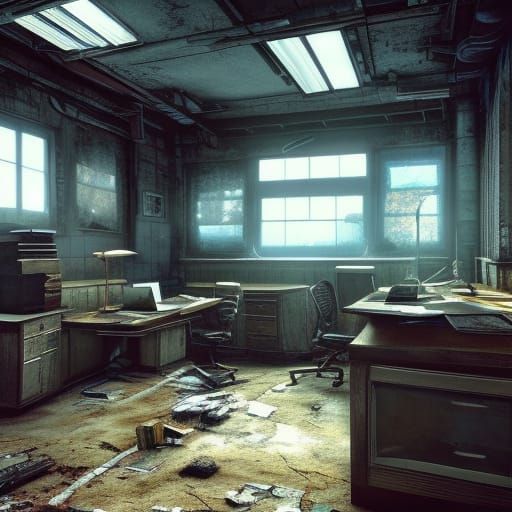 Post apocalyptic office room