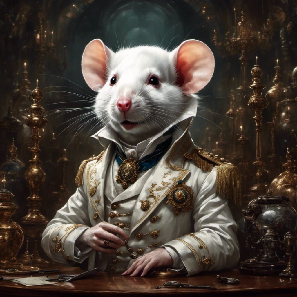A white anthropomorphic rat <lora:Anthropomorphic:1.0> 