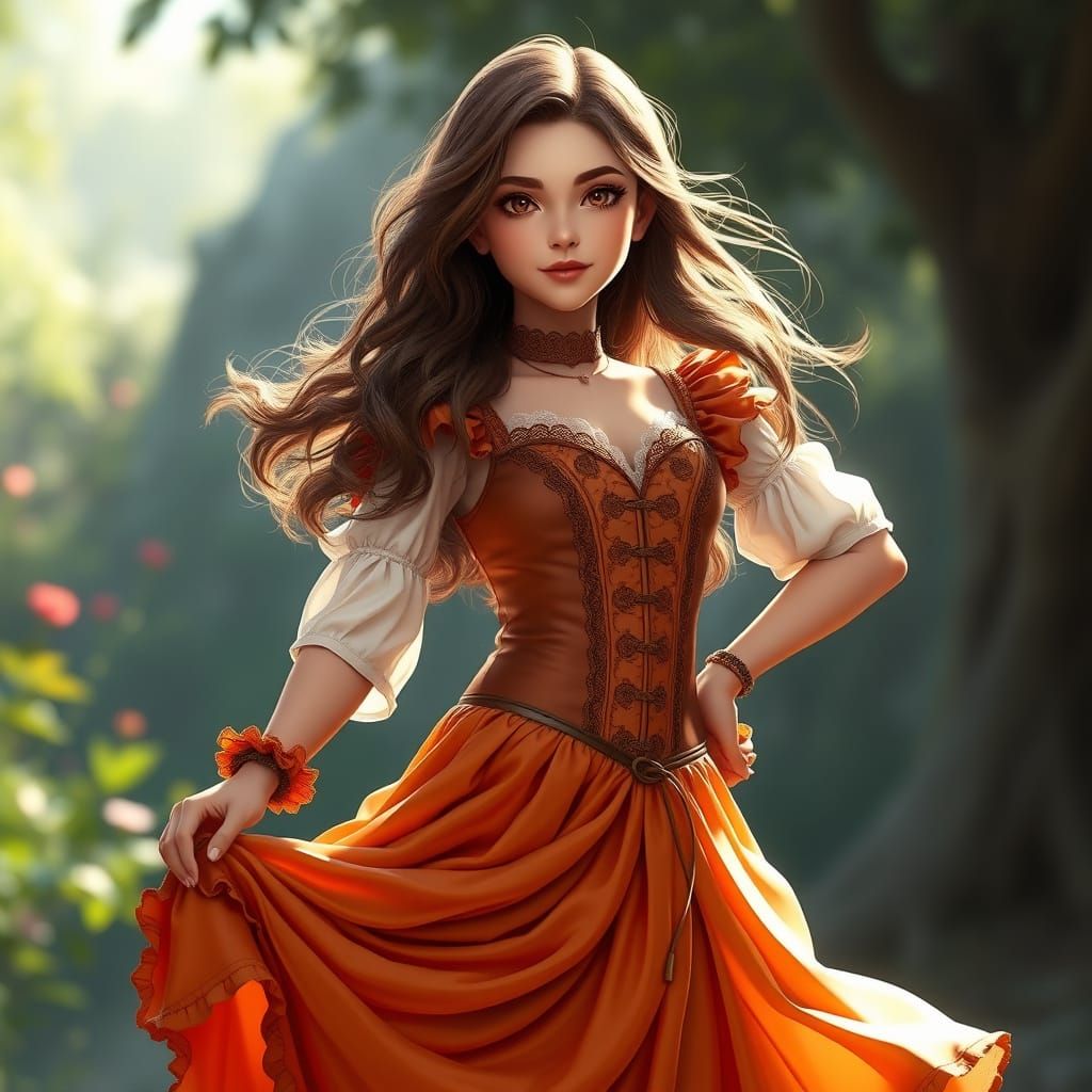 Confident Youth in Fantasy Attire, Inspired by Loish and Unr...