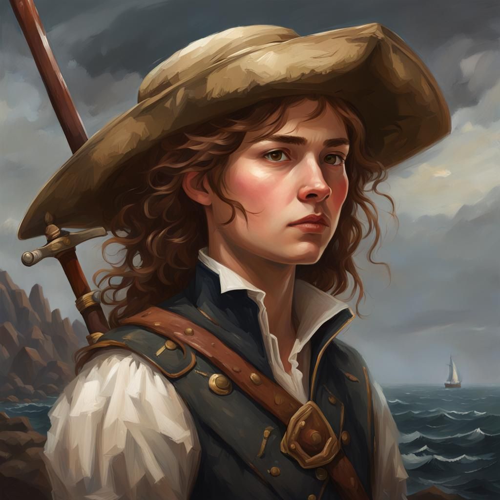 25 years old female adventurer portrait, in style of a late ...