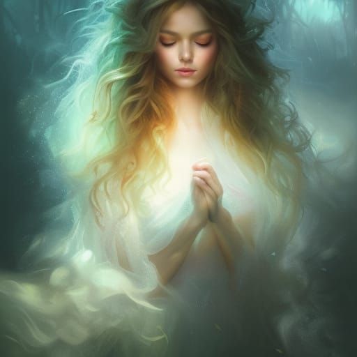 beautiful princess with big wild wavy fluid blonde hair in t...