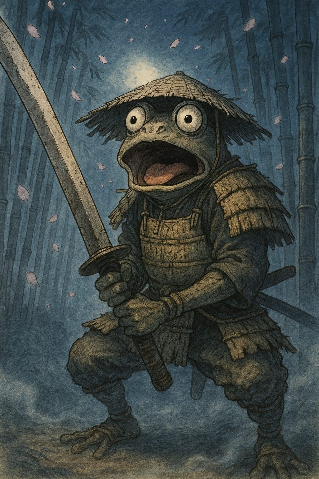 Surprised frog samurai
