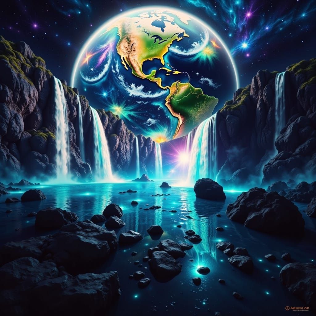 <lora:Flux Glow:1.0> <lora:-Omnious-:1.0> <lora:hyperkraximalismus:1.0> "Create a highly detailed, photo-realistic scene featuring a majesti...