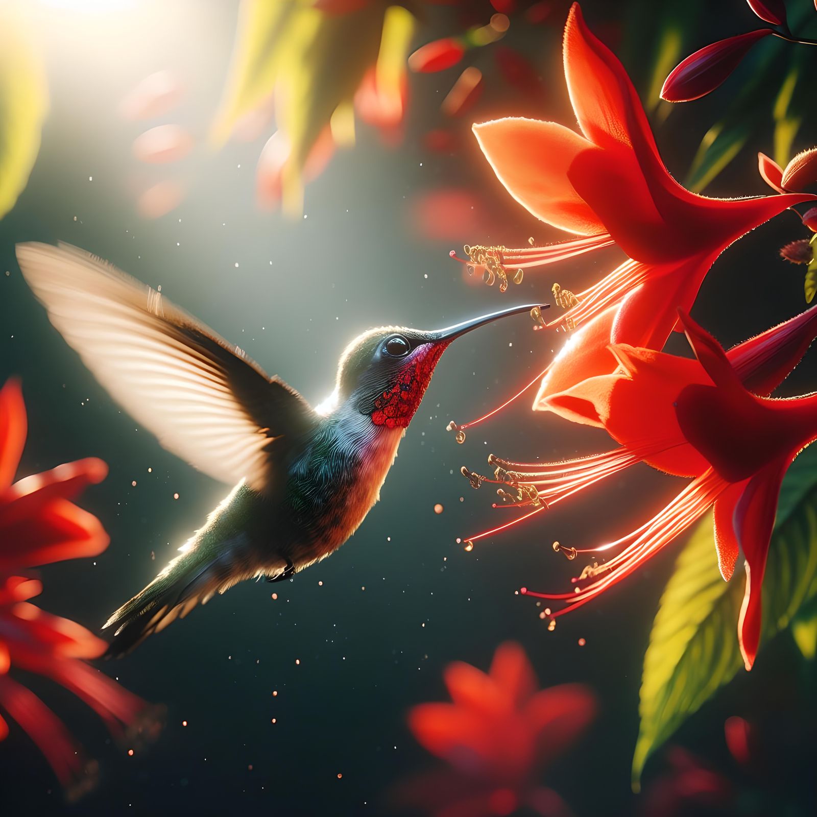 Ruby-Throated Hummingbird Feeding Frenzy