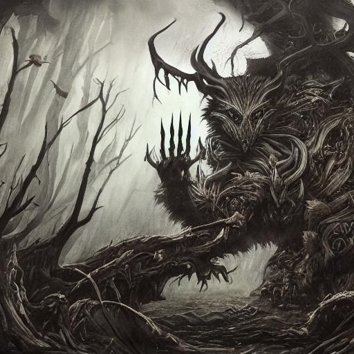 Owl looking tree putting hand up 