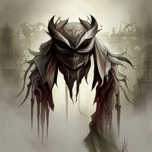 Grotesque Avian Hybrid in Dark Fantasy Style