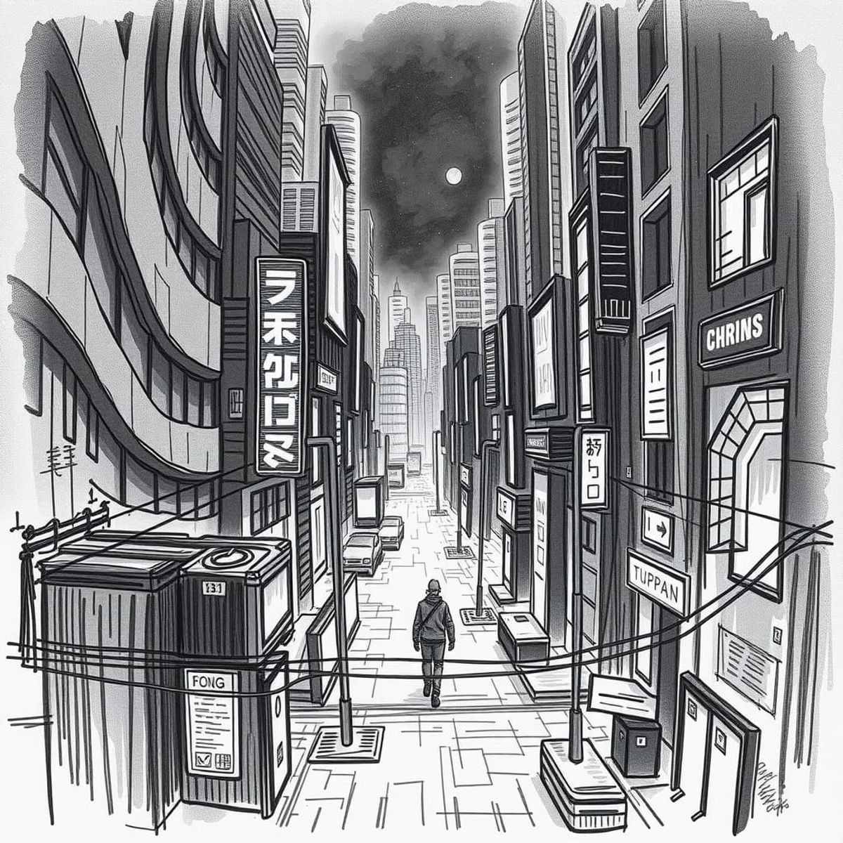 Urban city landscape pencil art AI Generated Artwork NightCafe Creator