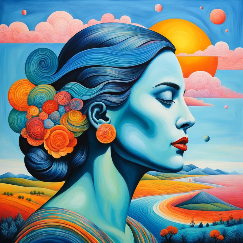 Una mezcla cautivadora y surrealista en colores alegres, del...