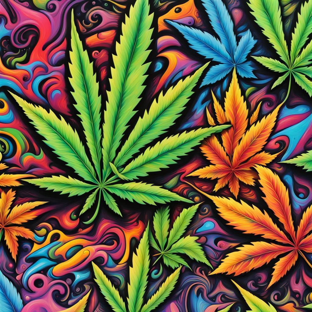 marijuana patterns graffiti art, splash art, street art, spray paint