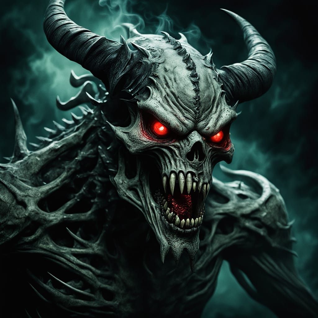 Demonic Horror Creature in Gritty Dark Fantasy Art - AI Art