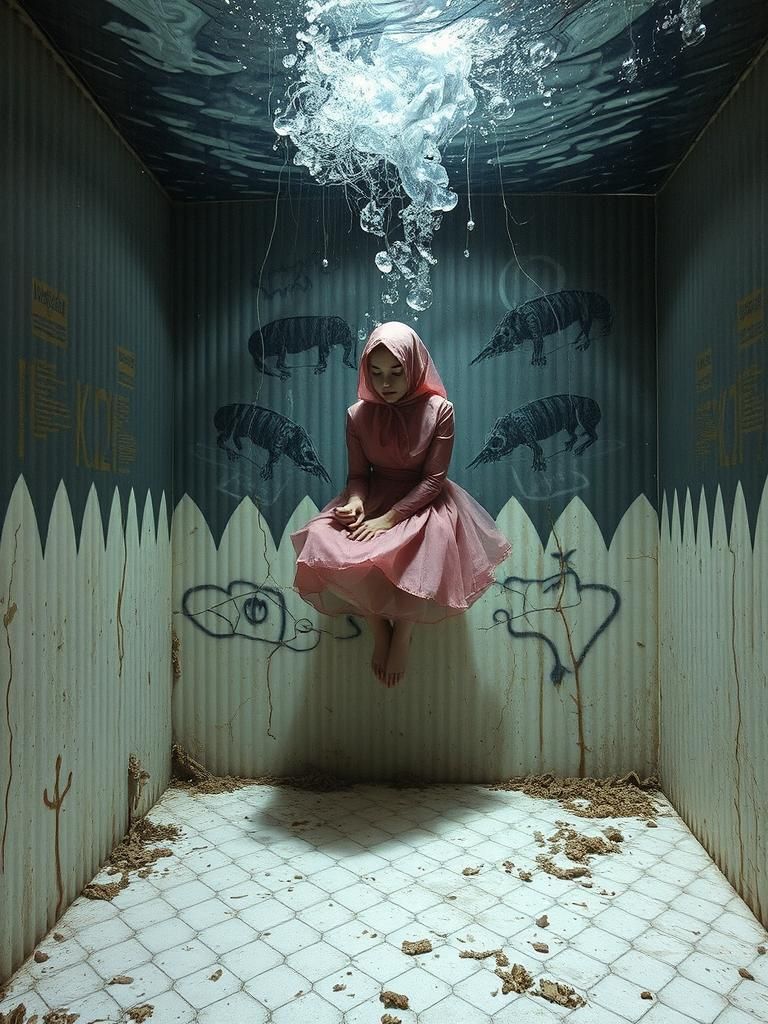 Abstract Surrealist Composition in Mixed Media