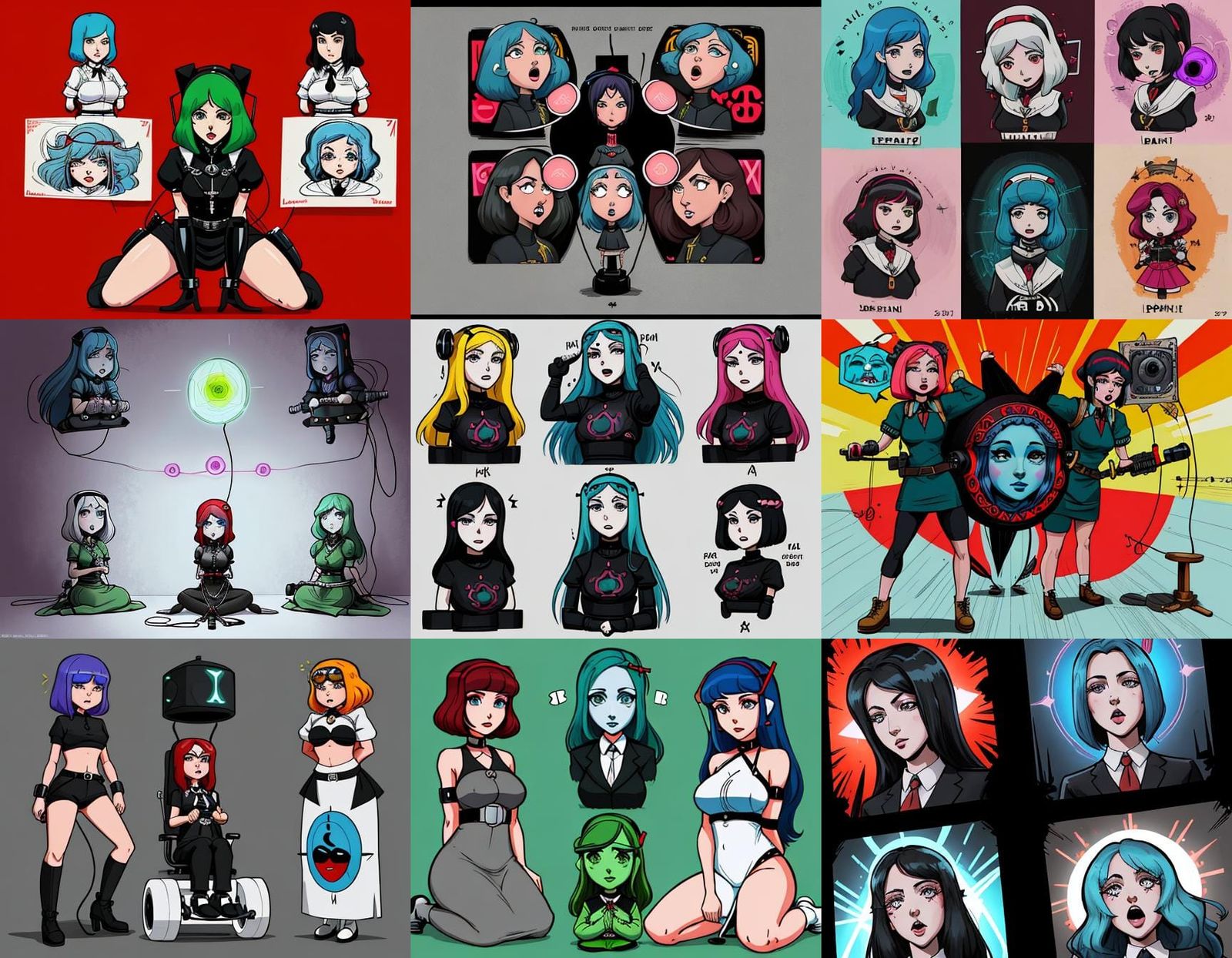 (mind control fétish art, drawn pòrn, rúle34, cartoony art style) four