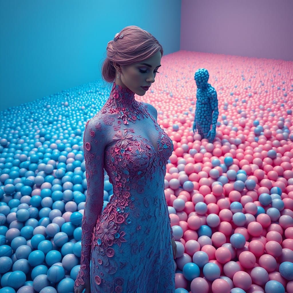 Surrealist Marble Ball Goddess and God