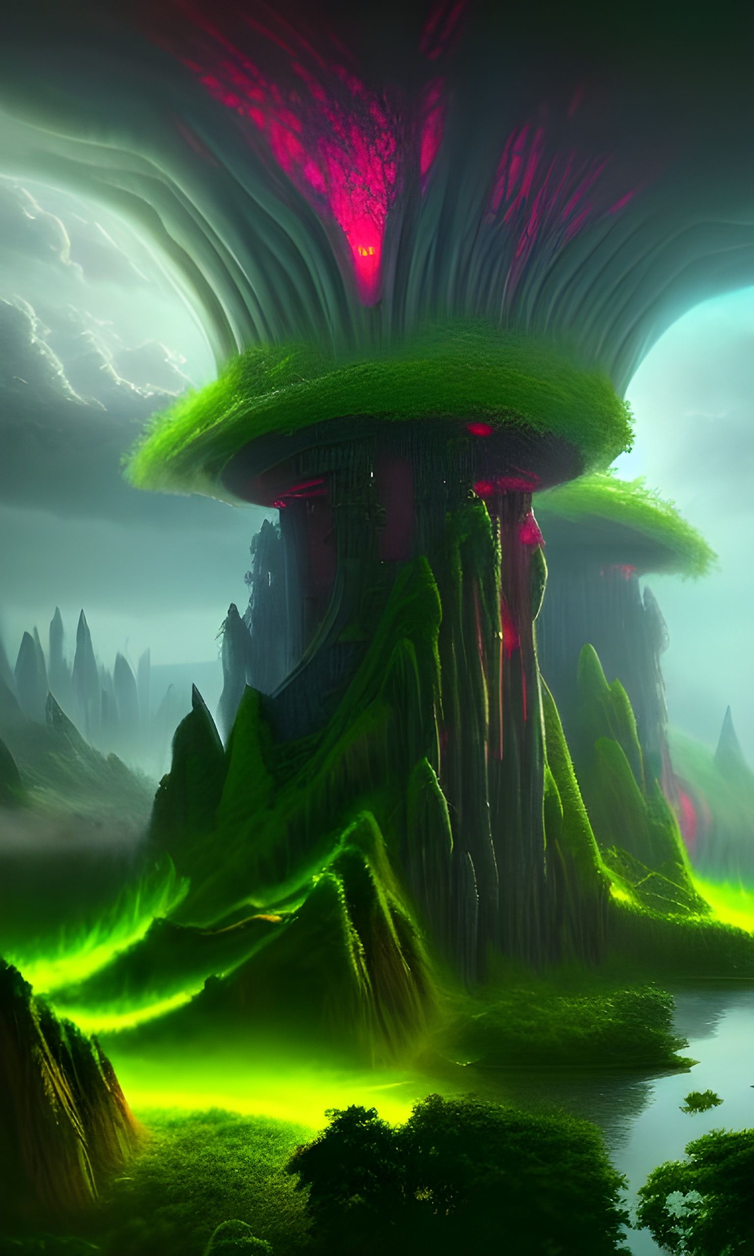 Alien Castle in Hollow Earth: Hyperdetailed Concept Art
