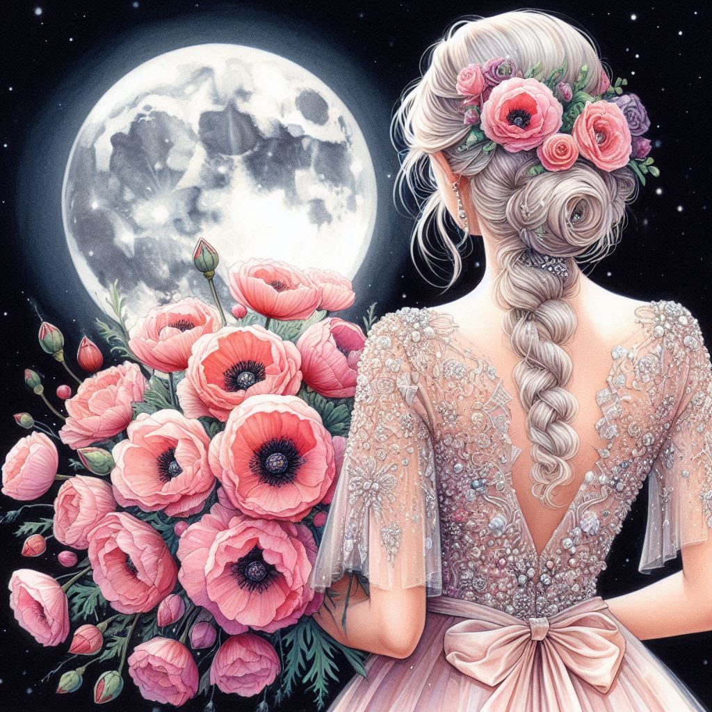 Novia observando la luna....