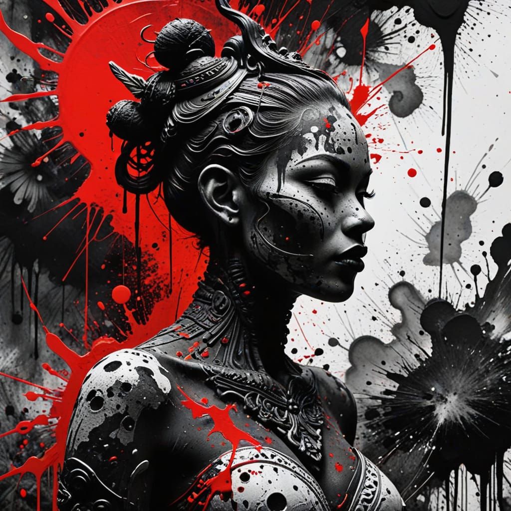 Expressive Abstract Silhouette in Mixed Media