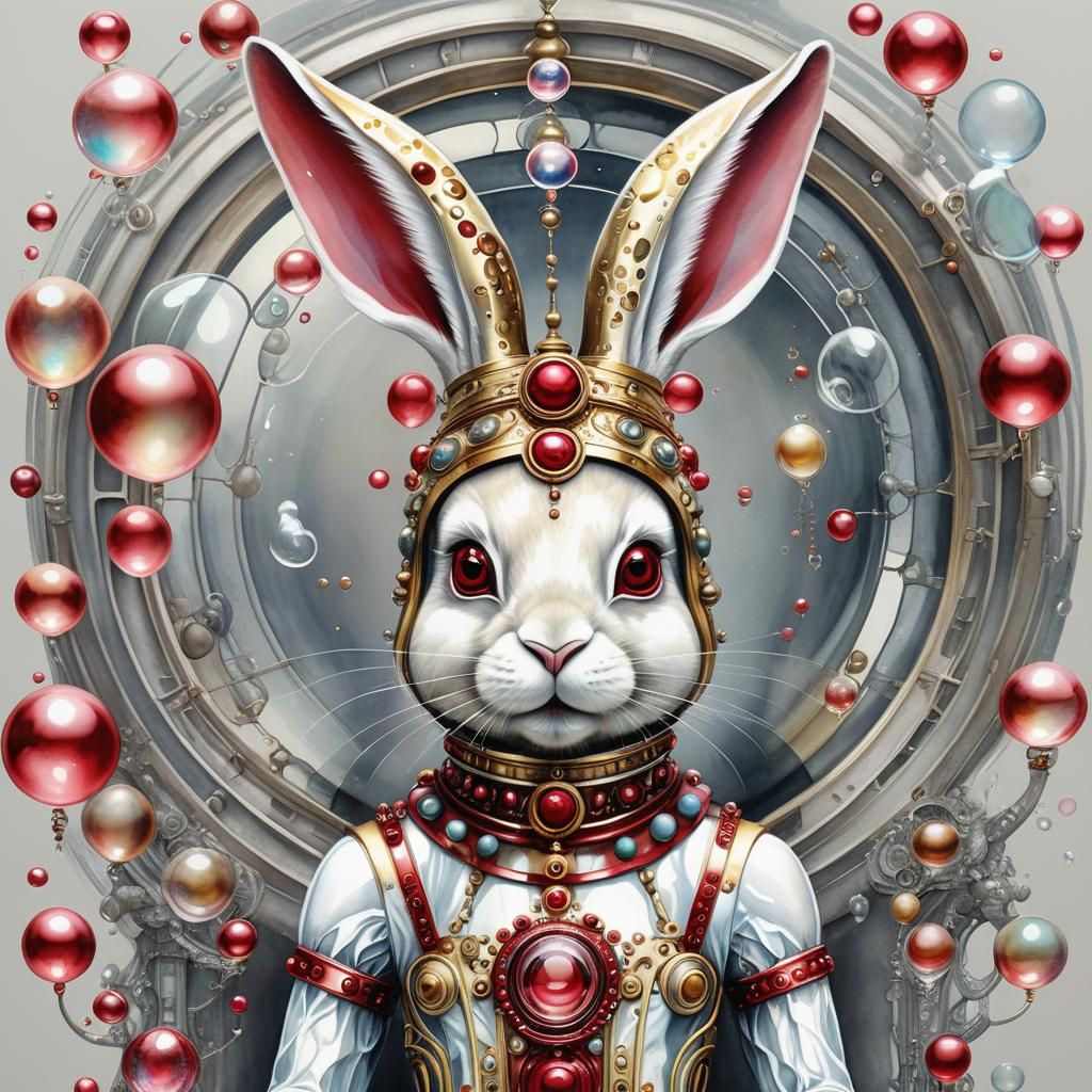 digital priestess rabbit IT ruby metallic bubbles watercolor Gigeresque Hilla Becher  by @Franciska