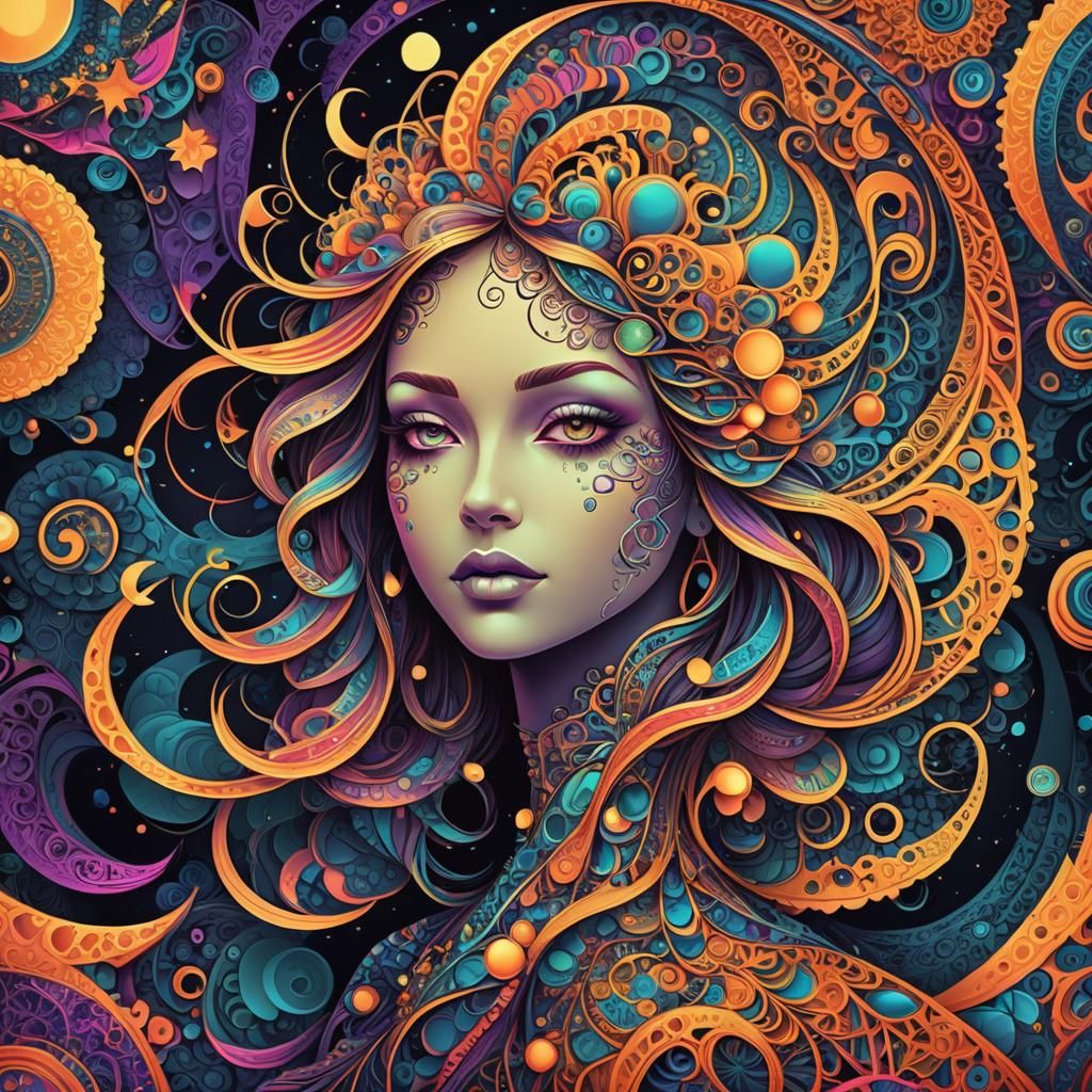 Beautiful neon moon girl