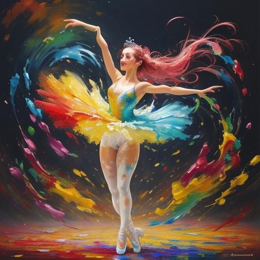 Ballerina in wet bodypaint twirls and splashes - AI Generated Artwork ...