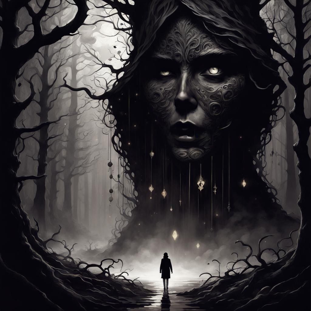 Dark forest figure ai generated artwork nightcafe creator